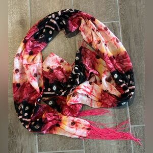 💖 Pink Fringe Scarf – 64” x 19” – Israeli Artisan Style